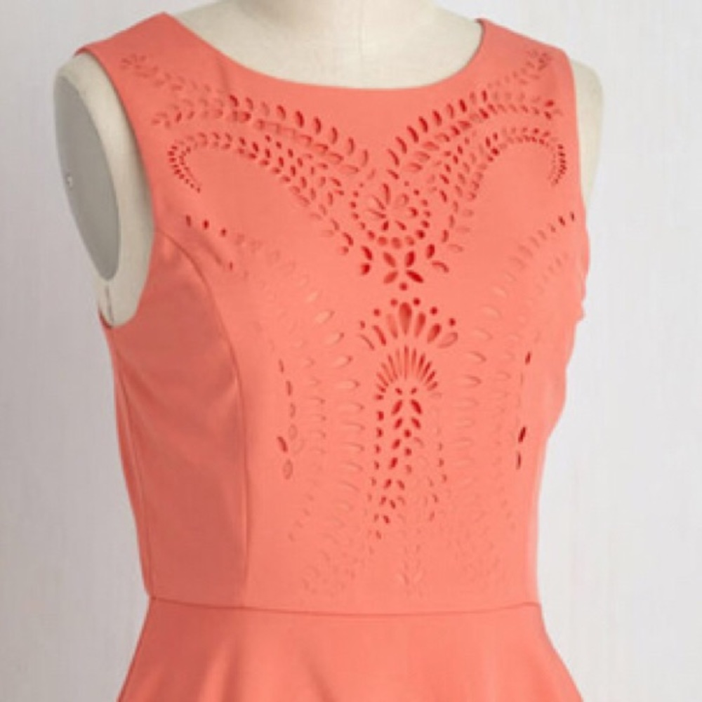 ModCloth invitation designer dress in coral